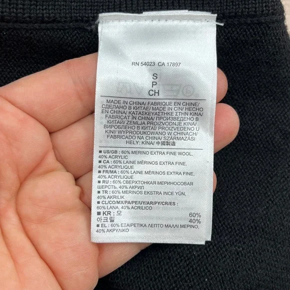 Banana Republic Black Ribbed Knit Sweetheart Long Sleeve Sweater Dress Size S - Picture 4 of 7